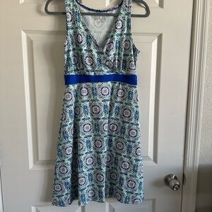 Lola Blue and White Patterned Midi Dress
